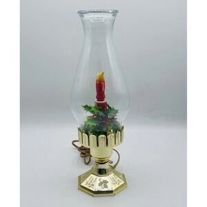 Vtg Hurricane Christmas Candle Lamp- Electric Flame- Embossed Base -12"-Works